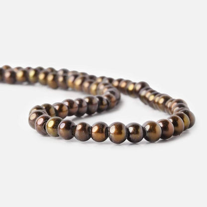 6mm - 7mm Bronze Large Hole Off Round Pearl 2.5mm drill hole, 15 inch, 75 pieces