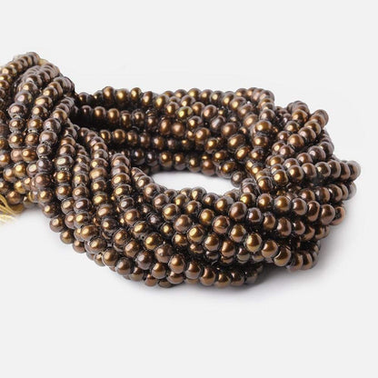 6mm - 7mm Bronze Large Hole Off Round Pearl 2.5mm drill hole, 15 inch, 75 pieces