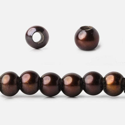 6mm - 7mm Chestnut Large Hole Off Round Pearl 2.5mm drill hole, 15 inch, 75 pieces