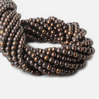 6mm - 7mm Chestnut Large Hole Off Round Pearl 2.5mm drill hole, 15 inch, 75 pieces