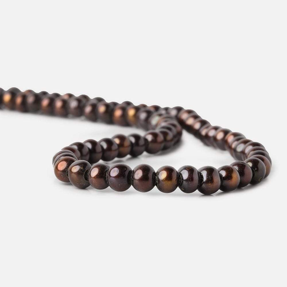 6mm - 7mm Chestnut Large Hole Off Round Pearl 2.5mm drill hole, 15 inch, 75 pieces