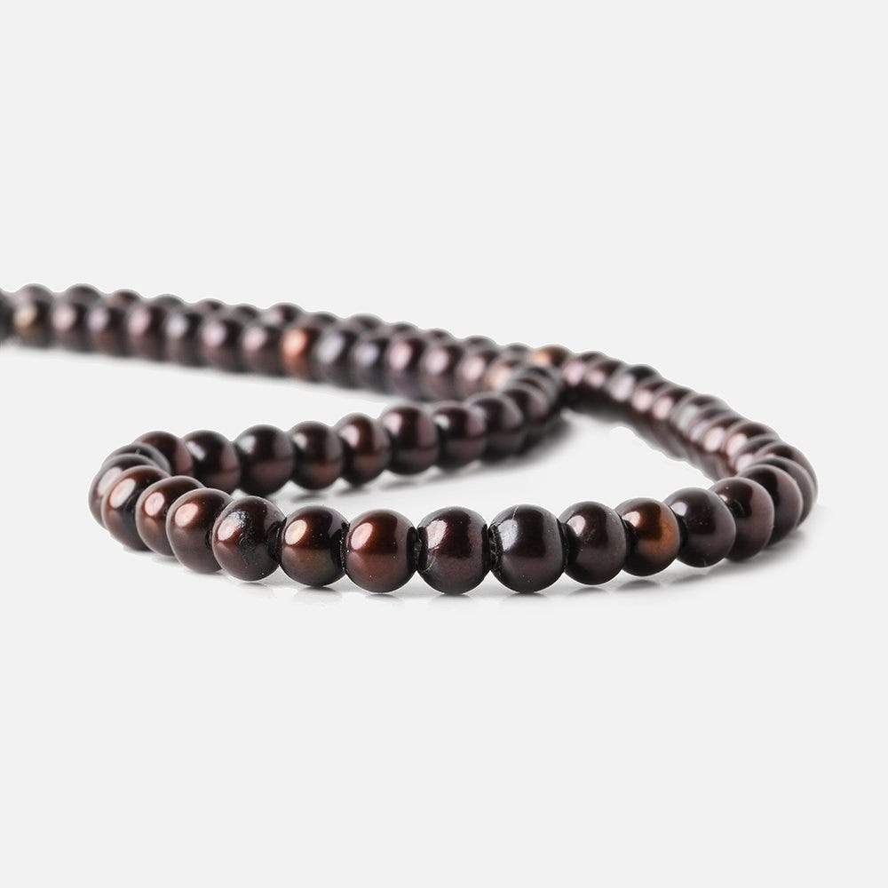 6mm - 7mm Raspberry Chocolate Large Hole Off Round Pearl 2.5mm drill hole, 15 inch, 75 pieces