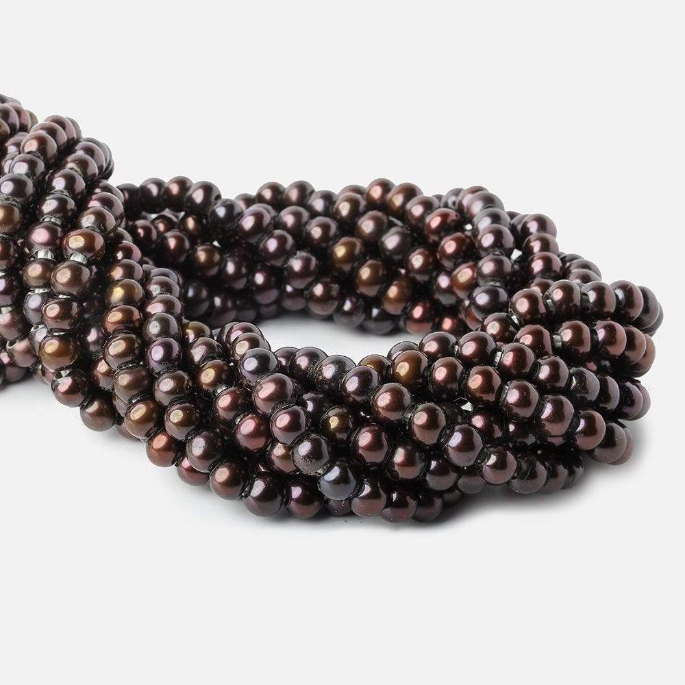 6mm - 7mm Raspberry Chocolate Large Hole Off Round Pearl 2.5mm drill hole, 15 inch, 75 pieces