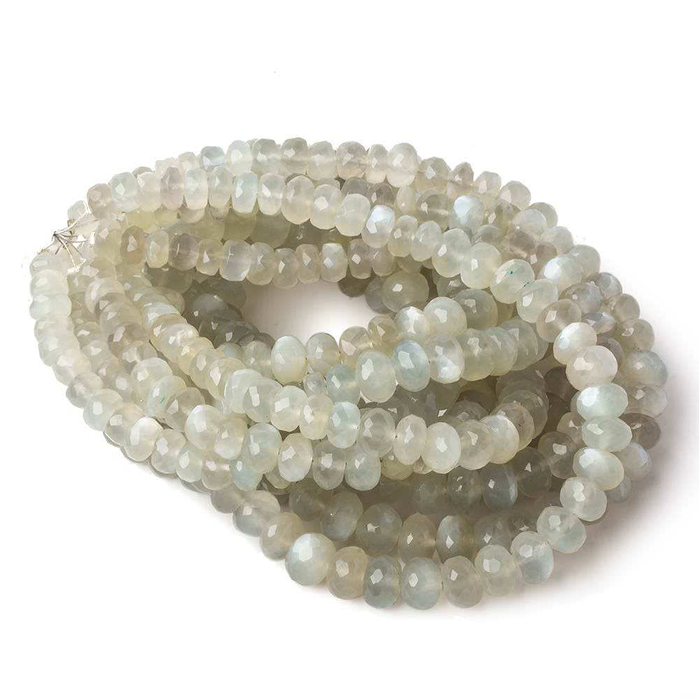 6mm - 8mm Sage Moonstone faceted rondelle beads 16 inch 75 pieces AA