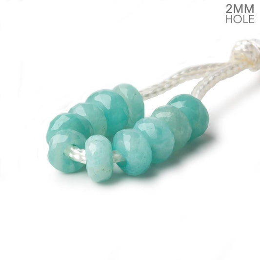 6mm Amazonite 2mm Large Hole Faceted Rondelle Set of 10 Beads