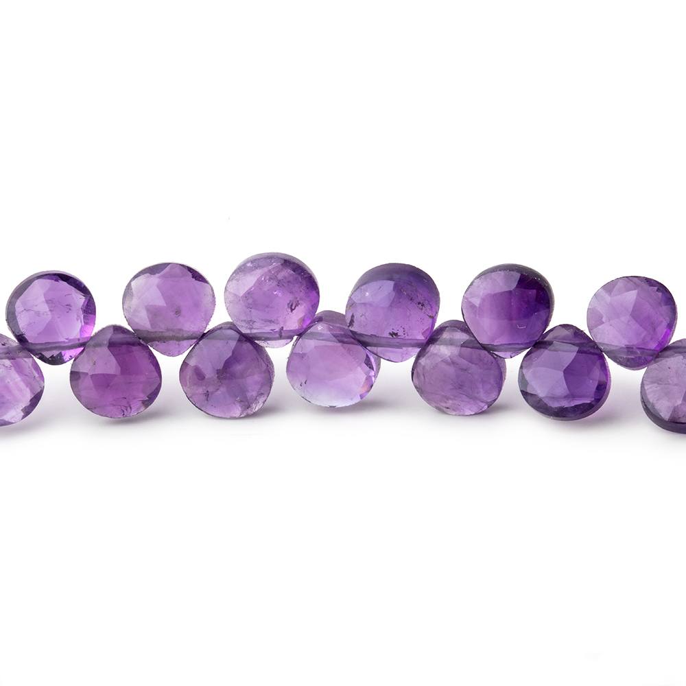 6mm Amethyst Faceted Heart Beads 8 inch 53 pieces