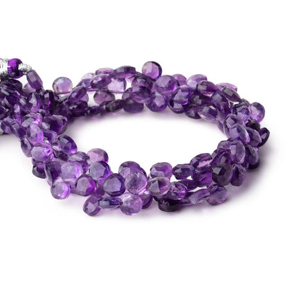 6mm Amethyst Faceted Heart Beads 8 inch 53 pieces