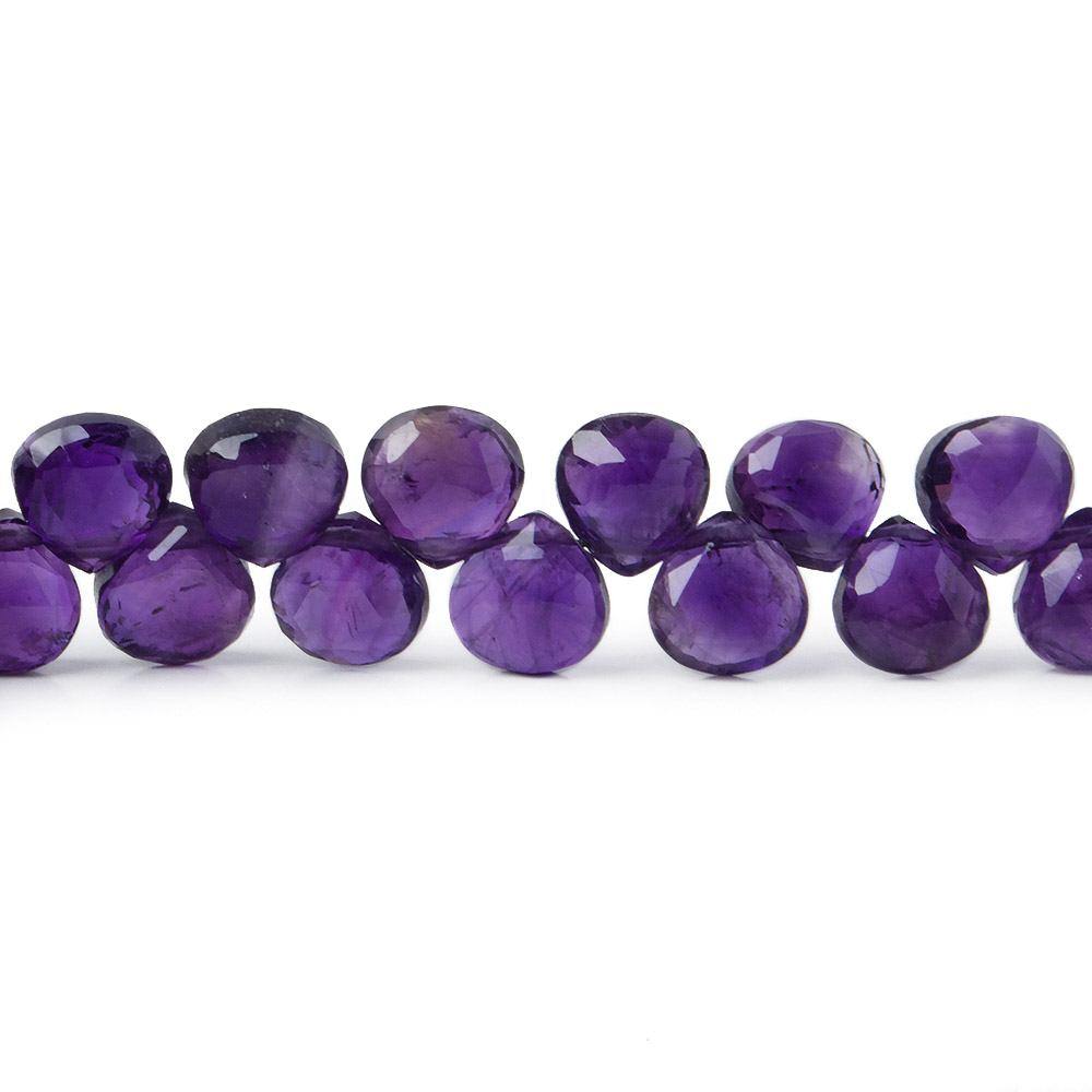 6mm Amethyst Heart Briolettes 8 inch 59 pieces A
