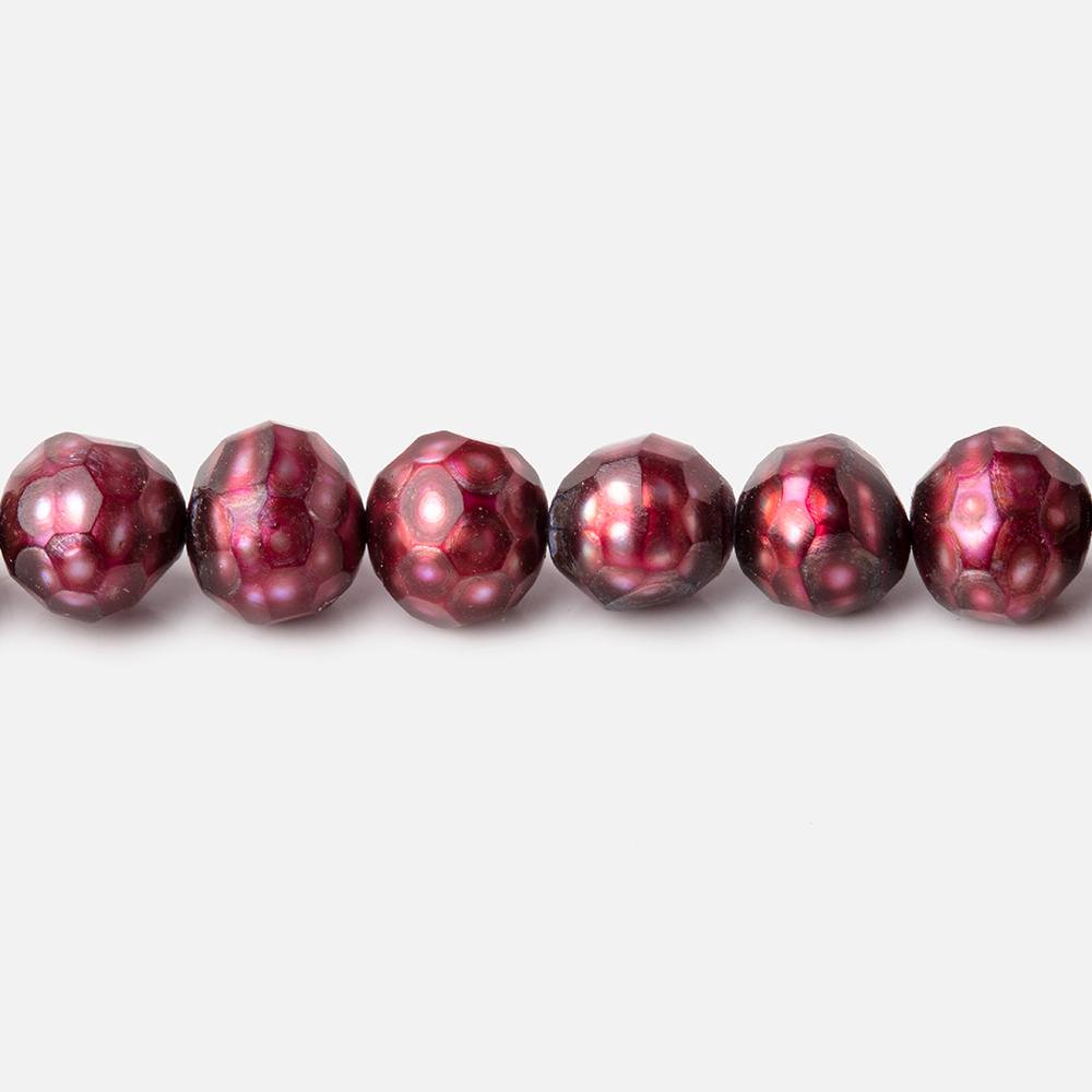 6mm Berry Red Faceted Round Freshwater Pearls 15.5 inch 70 pieces