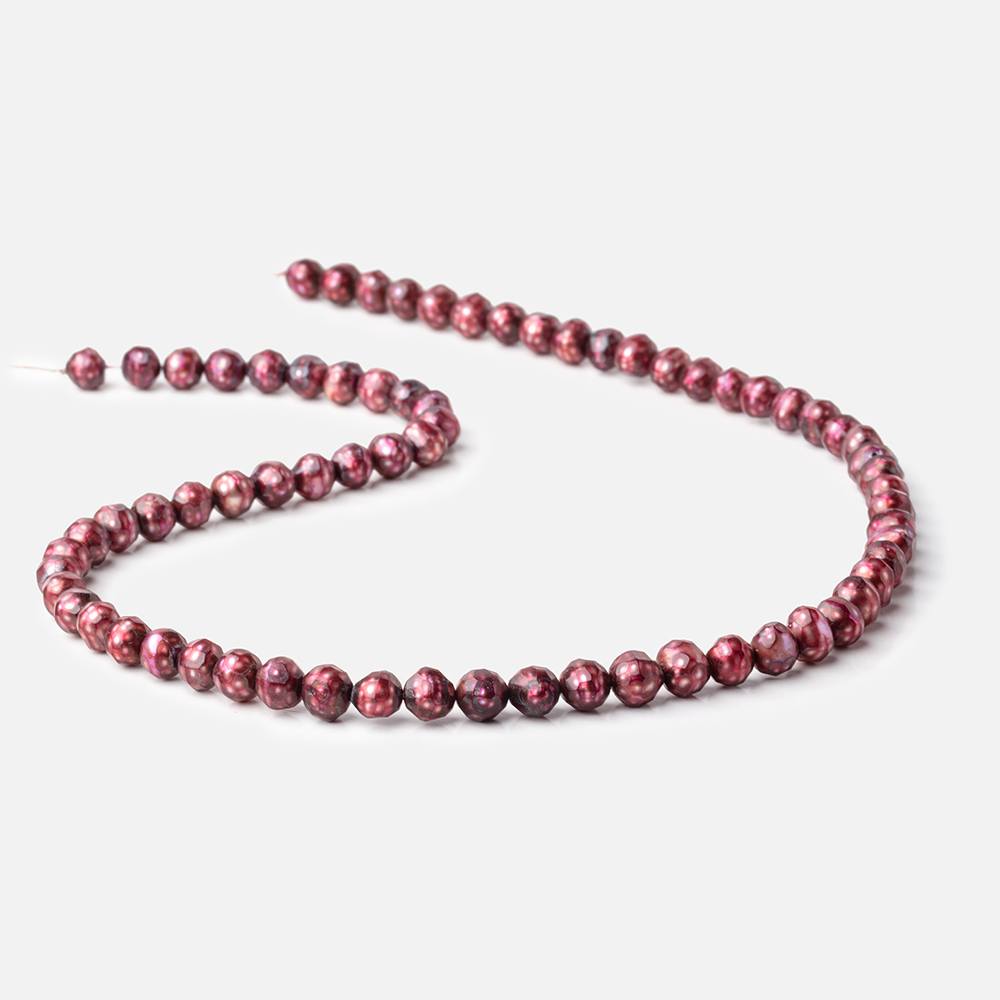 6mm Berry Red Faceted Round Freshwater Pearls 15.5 inch 70 pieces
