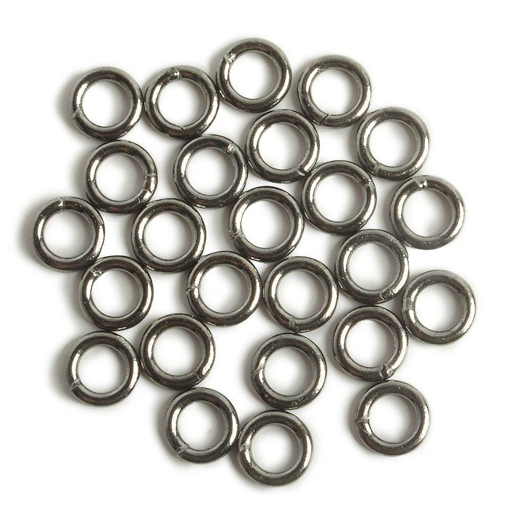 6mm Black Gold plated Sterling Silver Soldered Plain Jump Ring 16 gauge 25pcs