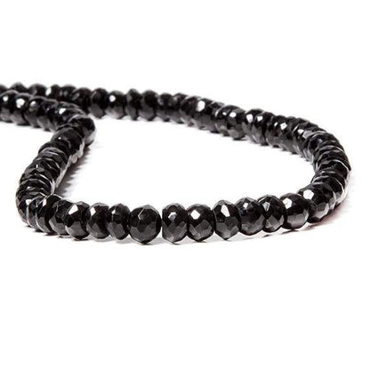 6mm Black Tourmaline Faceted Rondelle 14 inch 94 Beads
