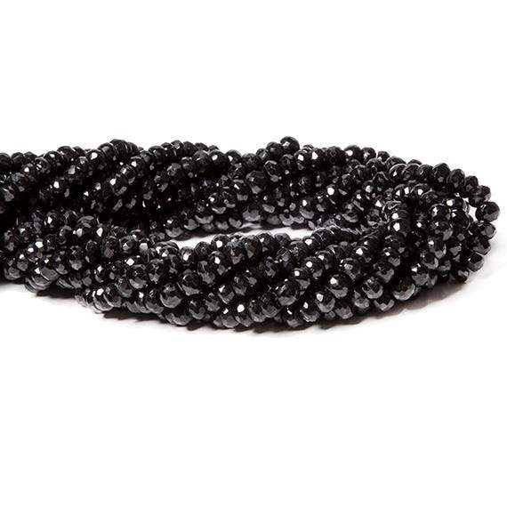 6mm Black Tourmaline Faceted Rondelle 14 inch 94 Beads