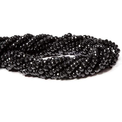 6mm Black Tourmaline Faceted Rondelle 14 inch 94 Beads