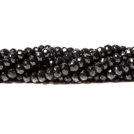 6mm Black Tourmaline Faceted Rondelle 14 inch 94 Beads