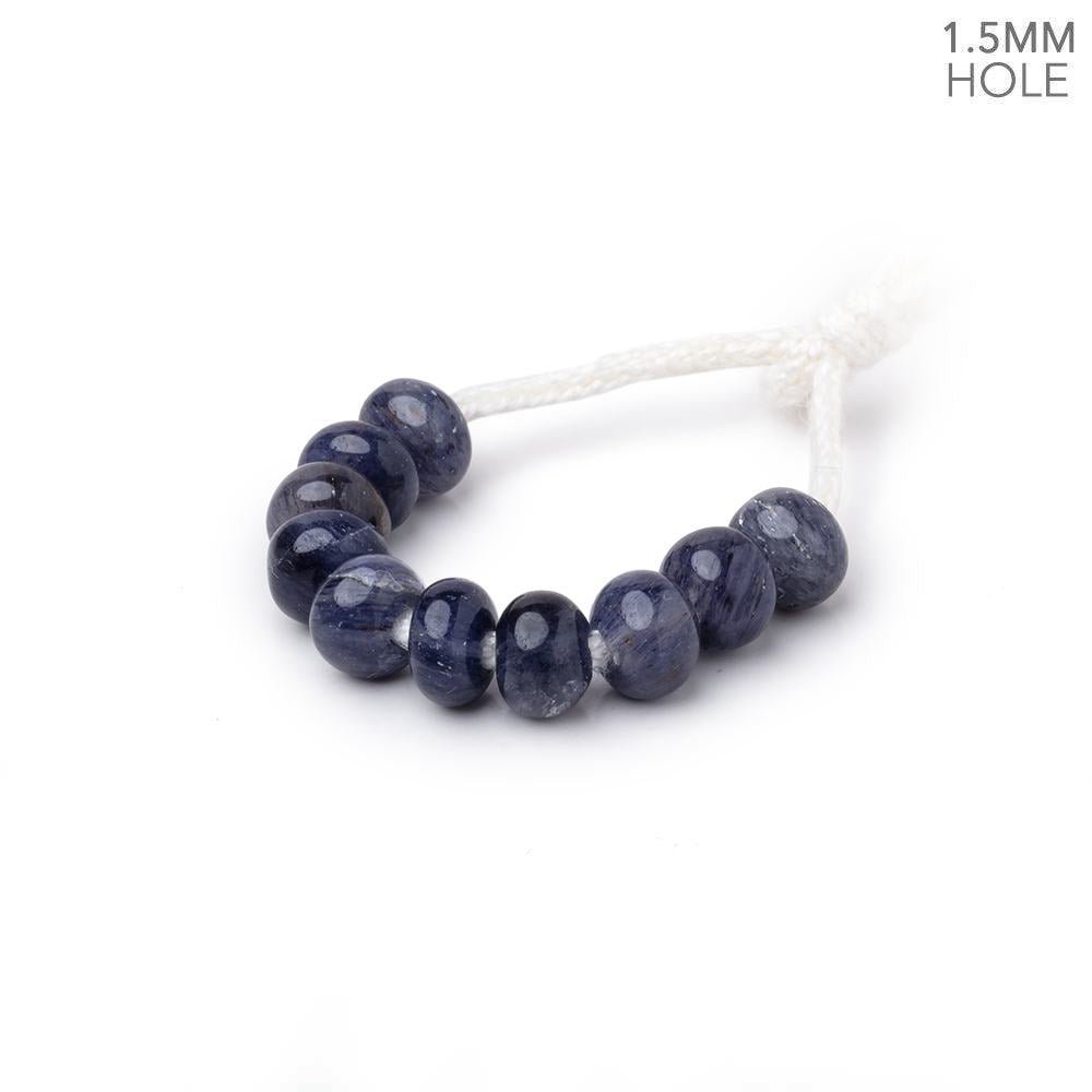 6mm Blue Aventurine 1.5mm Large Hole Plain Rondelle Set of 10