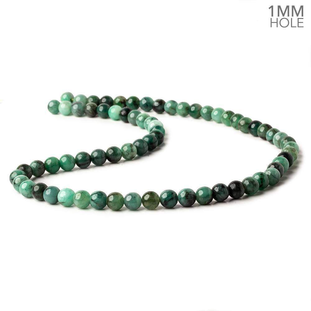 6mm Brazilian Emerald Plain Round Beads 16 inch 68 pieces 1mm Hole