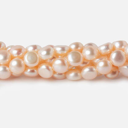 6mm Bridal Pale Peach Button Freshwater Pearls 15.5 inch 65 pieces