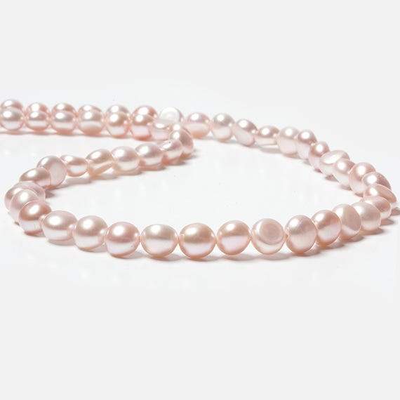 6mm Bridal Pale Peach Button Freshwater Pearls 15.5 inch 65 pieces
