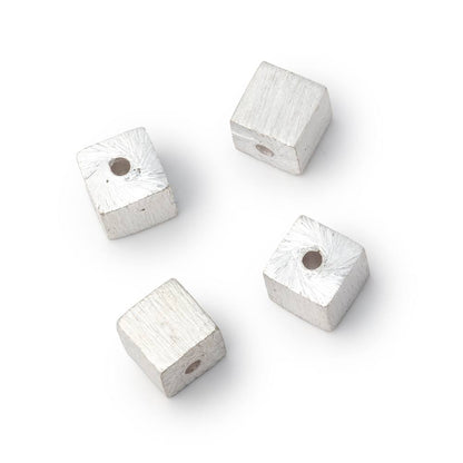 6mm Brushed Cube Bead Set of 4