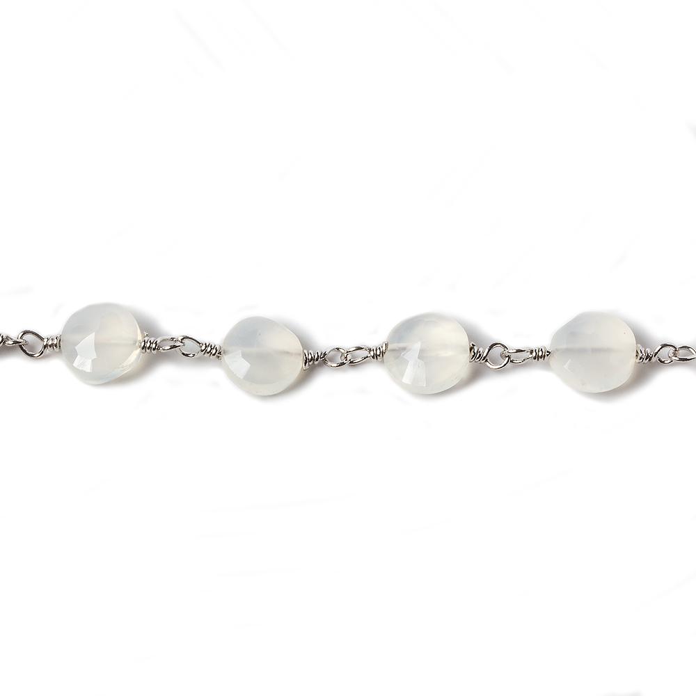 6mm Champagne Chalcedony faceted coin Silver Chain by the foot 25 pieces
