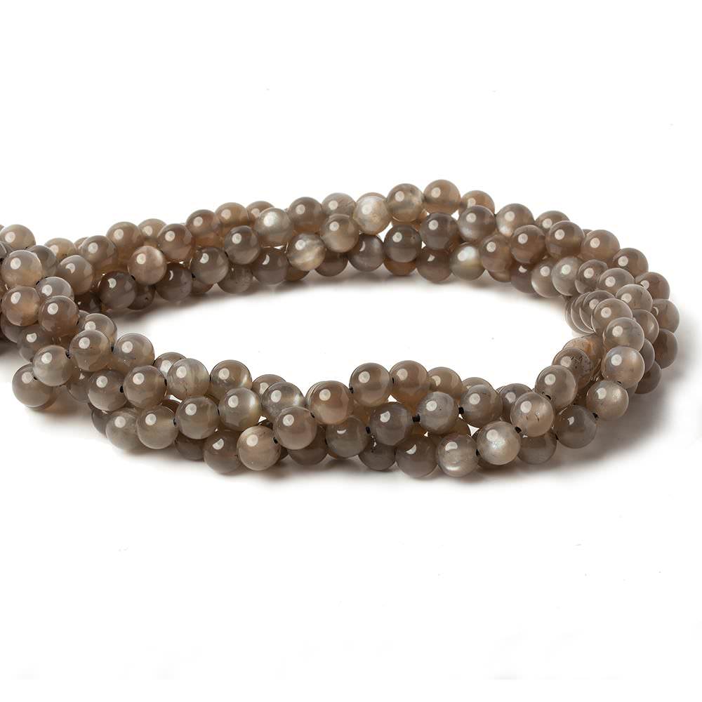 6mm Chocolate Brown Moonstone Plain Rounds 16 inch 69 beads AA