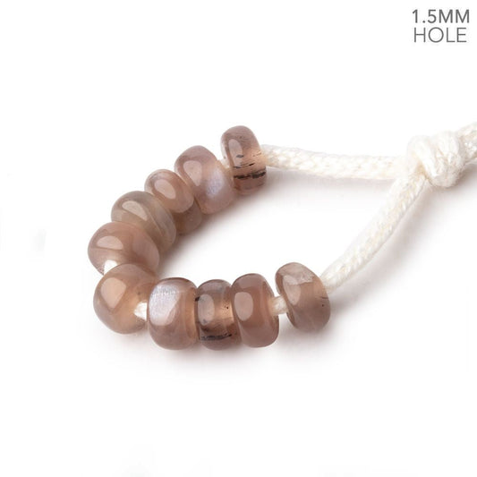 6mm Chocolate Moonstone 1.5mm Large Hole Plain Rondelle Set of 10