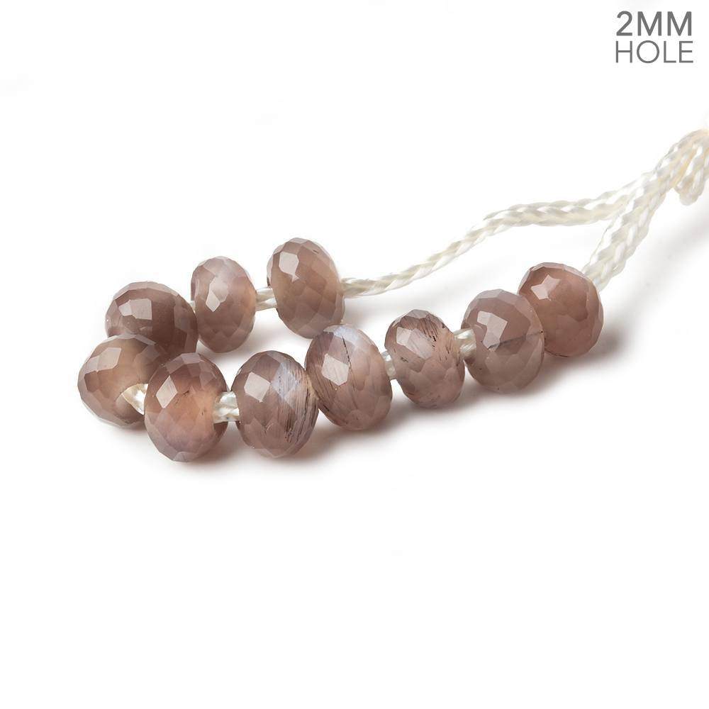 6mm Chocolate Moonstone 2mm Large Hole Faceted Rondelle Set of 10 Beads