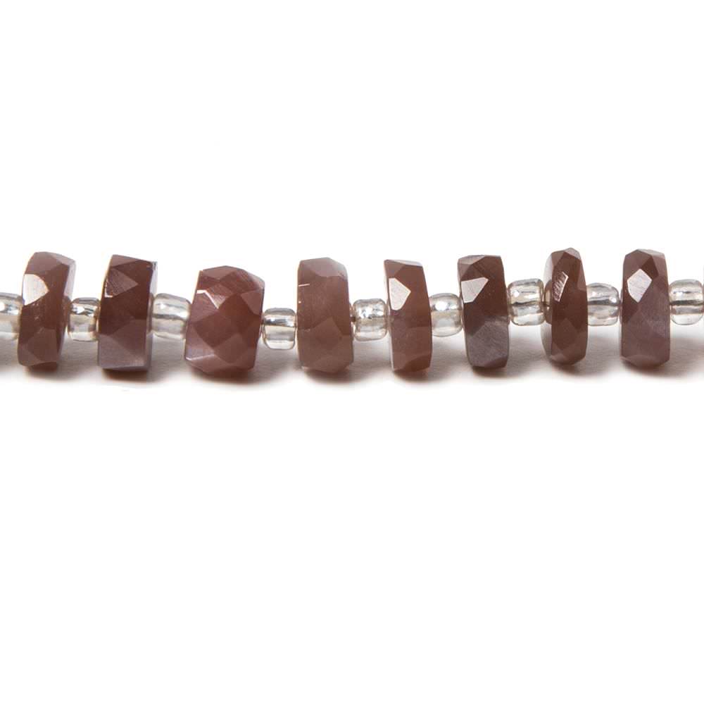 7mm Chocolate Moonstone faceted heishi beads 16 inch 93 pieces