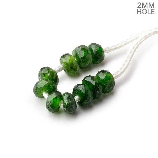 6mm Chrome Diopside 2mm Large Hole Faceted Rondelle Beads Set of 10
