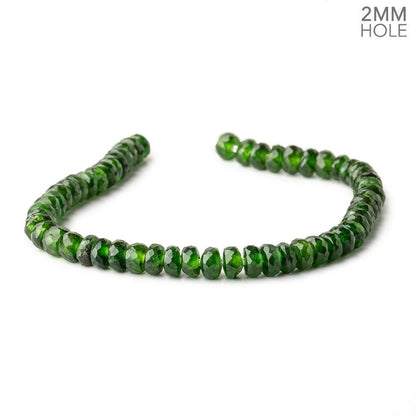 6mm Chrome Diopside 2mm Large Hole Faceted Rondelles 8 inch 49 Beads AAA