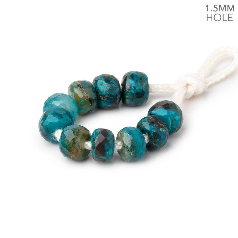 6mm Chrysocolla 1.5mm Large Hole Faceted Rondelle Beads Set of 10