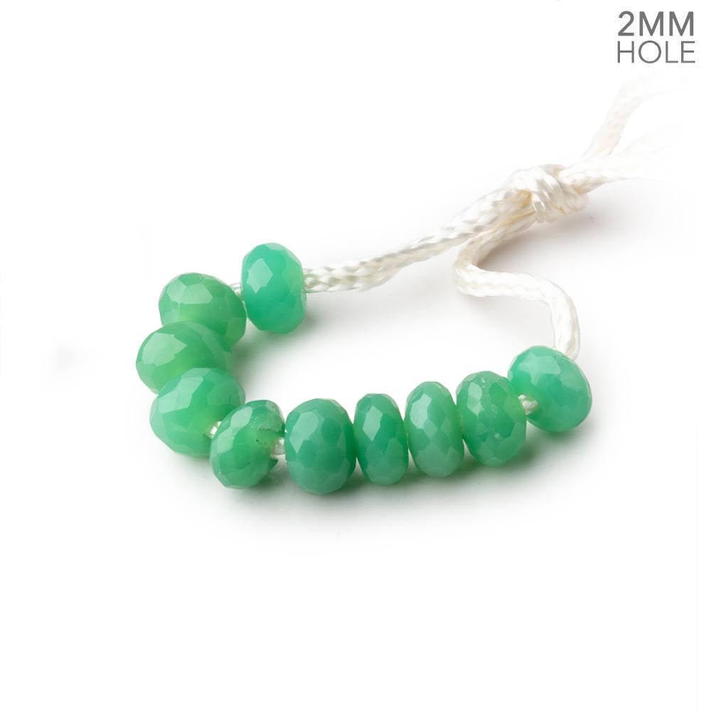 6mm Chrysoprase 2mm Large Hole Faceted Rondelle Set of 10 Beads