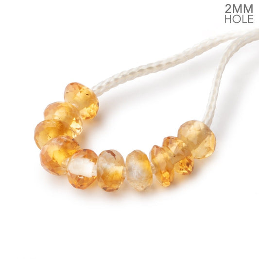 6-7mm Citrine 2mm Large Hole Faceted Rondelle Bead Set of 10