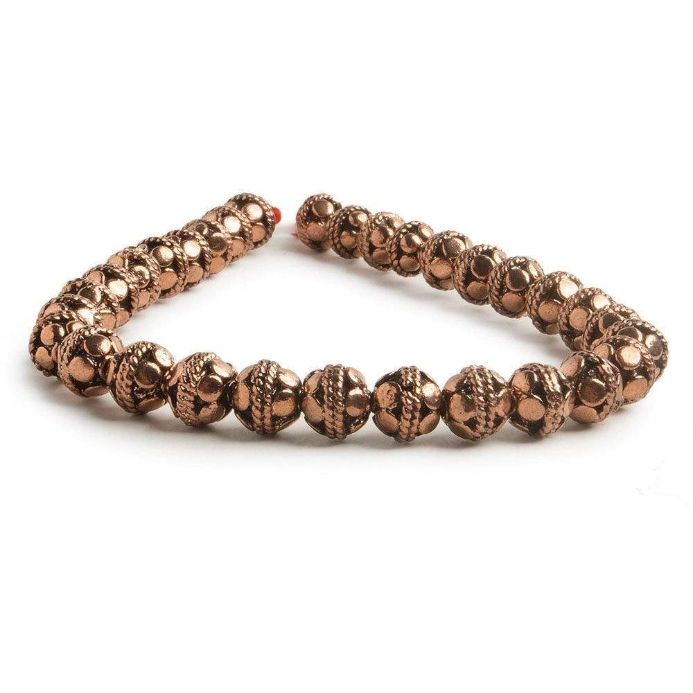 6mm Copper Round Bali Design 8 inch 33 pcs