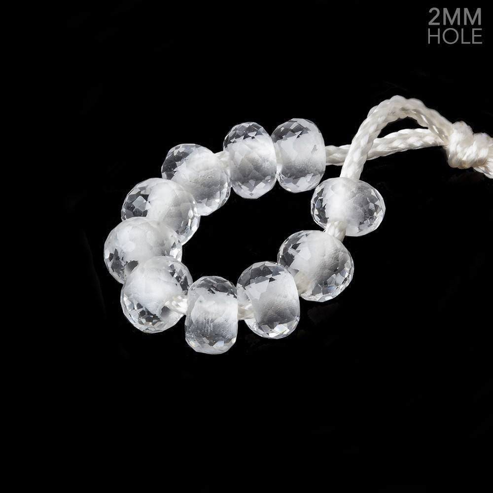 6mm Crystal Quartz 2mm Large Hole Faceted Rondelle Set of 10 Beads