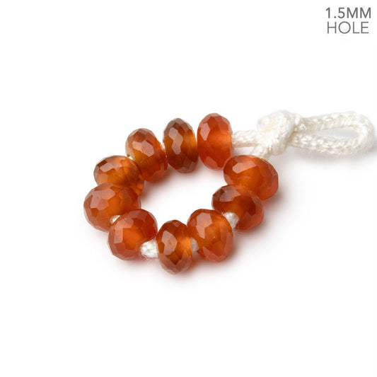 6mm Dark Carnelian 1.5mm Large Hole Faceted Rondelle Beads Set of 10