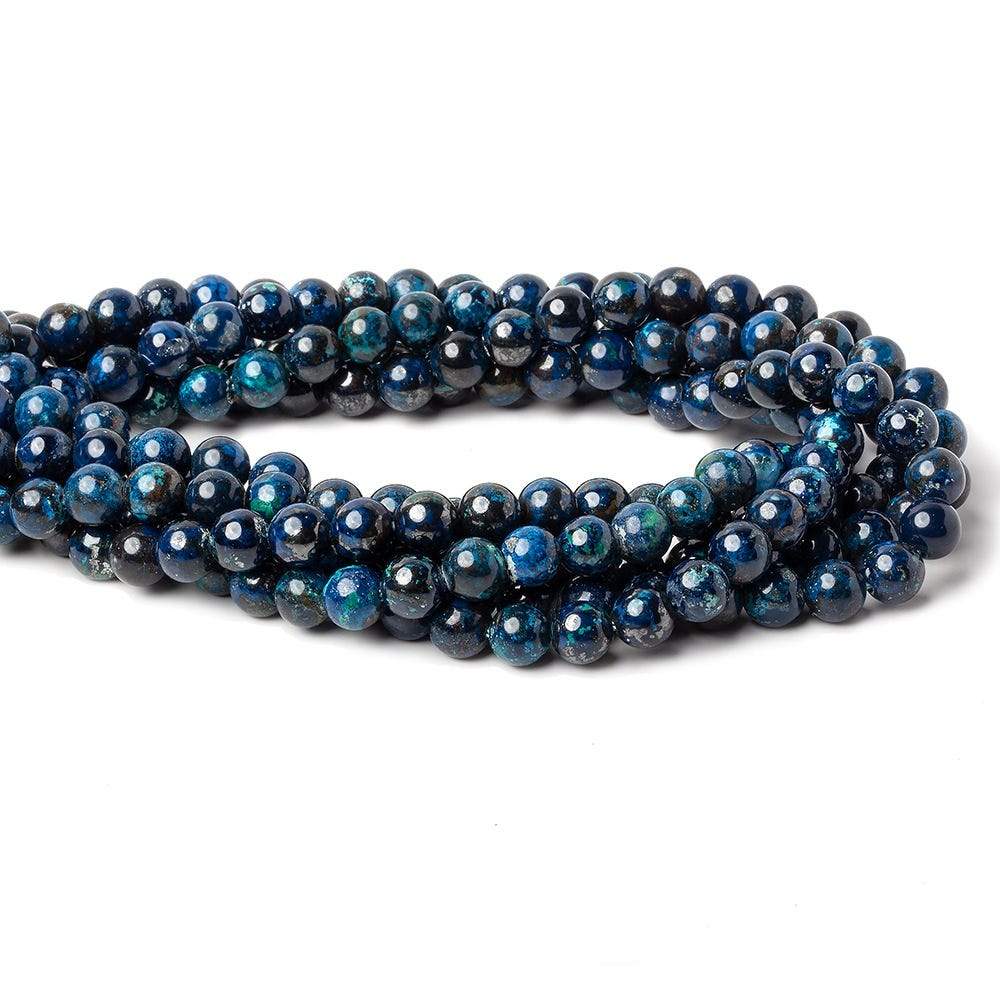 6mm Dark Chrysocolla Plain Rounds 16 inch 67 beads AA