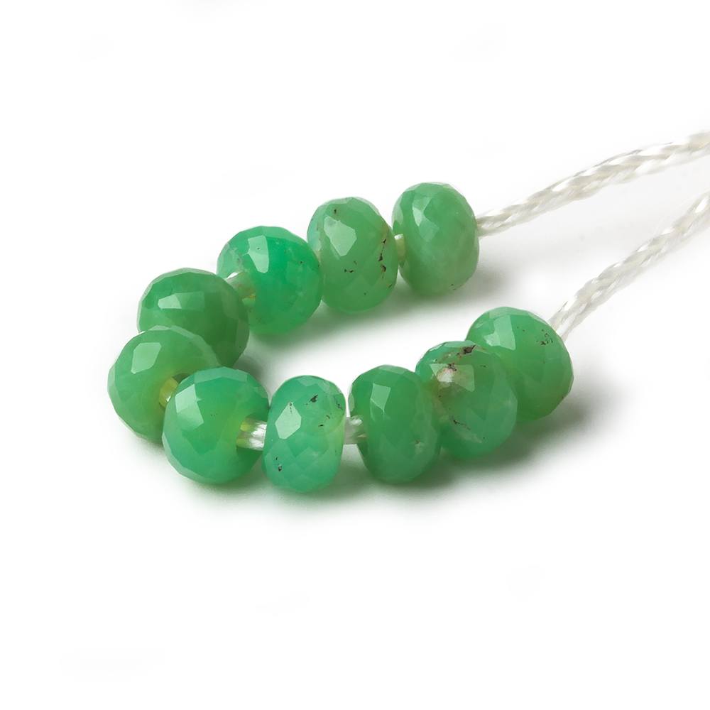 6mm Dark Chrysoprase 2mm Large Hole Faceted Rondelle Set of 10 Beads