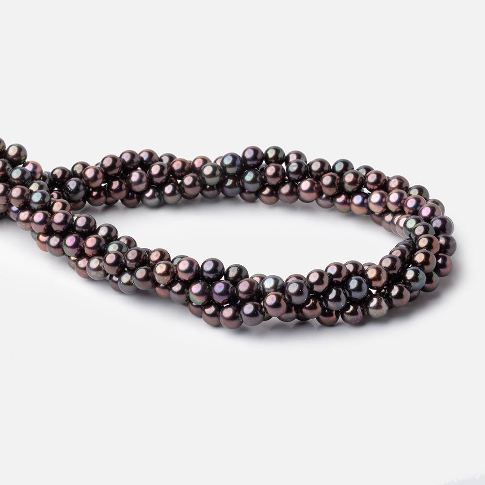 6mm Dark Plum Peacock Off Round Freshwater Pearls 16 inch 70 Beads AA