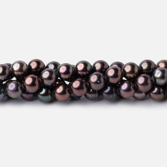 6mm Dark Plum Peacock Off Round Freshwater Pearls 16 inch 70 Beads AA