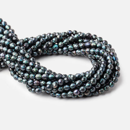 6mm Dark Teal Faceted Round Freshwater Pearls 15.5 inch 63 pieces