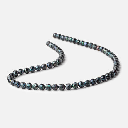 6mm Dark Teal Faceted Round Freshwater Pearls 15.5 inch 63 pieces