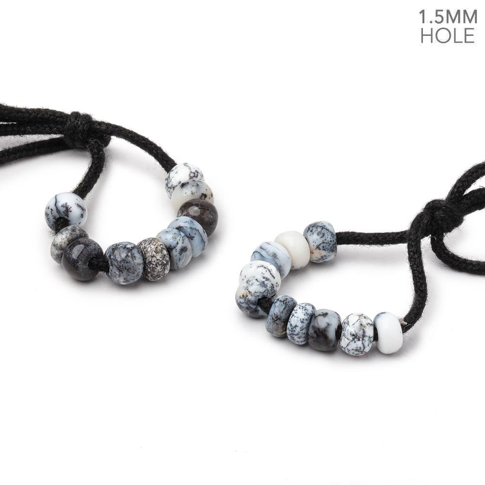 6mm Dendritic Opal 1.5mm Large Hole Plain Rondelle Set of 10