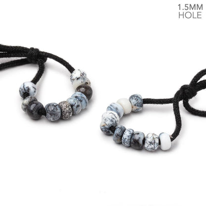 6mm Dendritic Opal 1.5mm Large Hole Plain Rondelle Set of 10