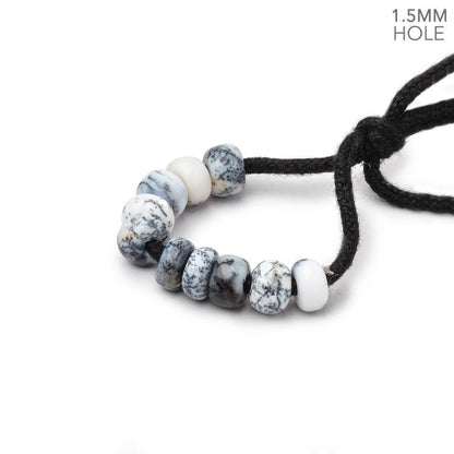 6mm Dendritic Opal 1.5mm Large Hole Plain Rondelle Set of 10