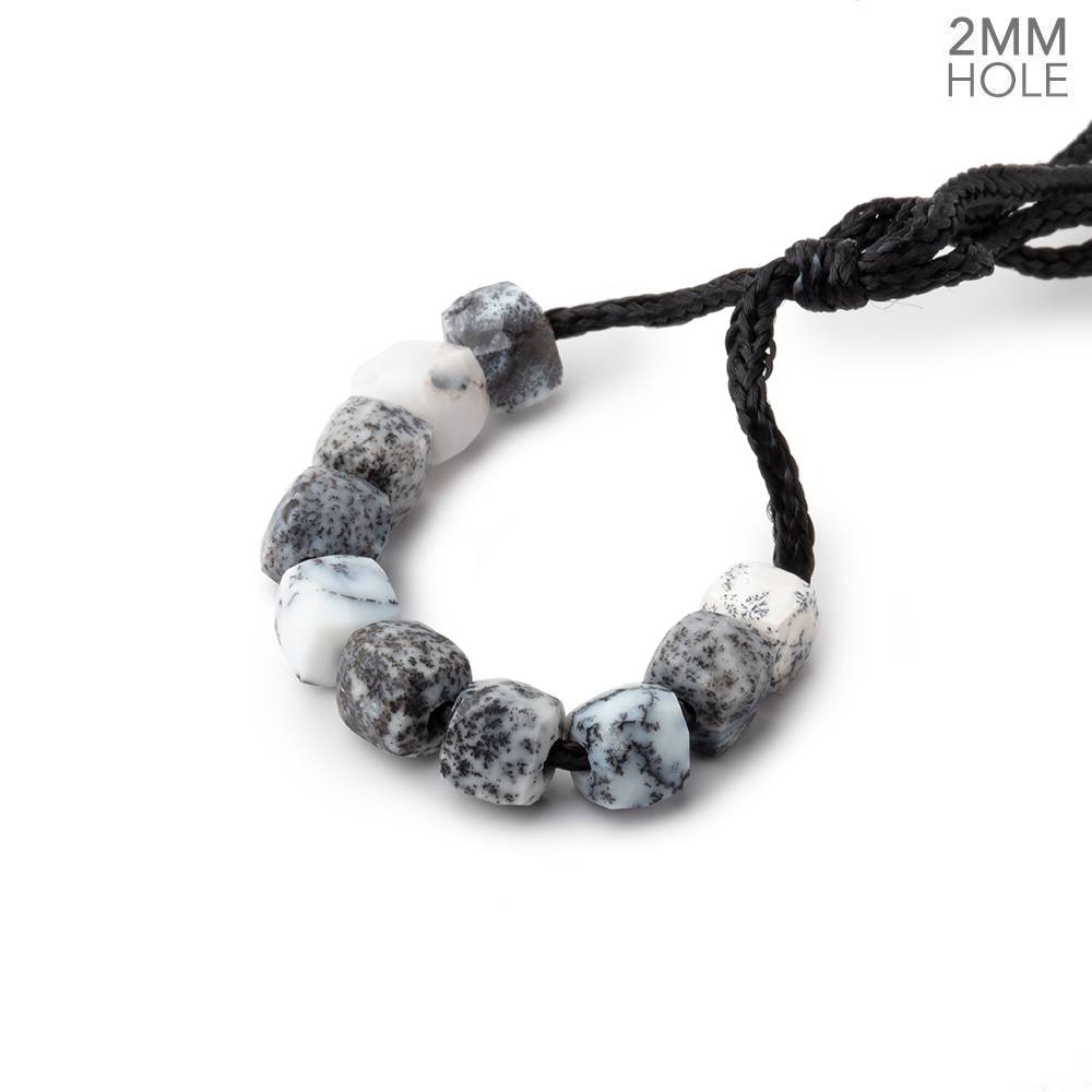 6mm Dendritic Opal 2mm Large Hole Faceted Cube Beads Set of 10