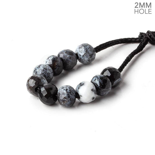 6mm Dendritic Opal 2mm Large Hole Faceted Rondelle Bead Set of 10