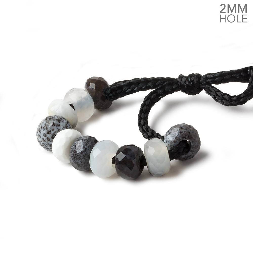 6mm Dendritic Opal 2mm Large Hole Faceted Rondelle Set of 10 Beads