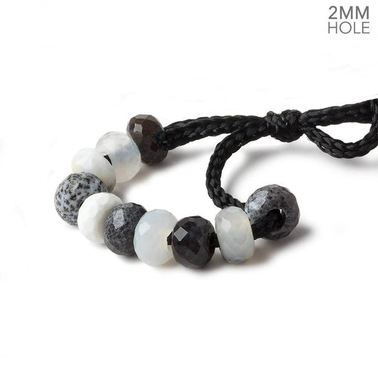 6mm Dendritic Opal 2mm Large Hole Faceted Rondelle Set of 10 Beads